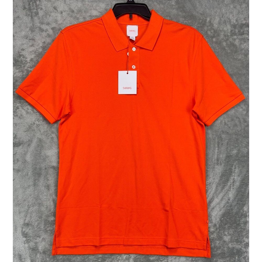 NWT SWIMS‎ Men's Sunnmore Polo Shirt Golf Orange Large SWK164CP MSRP $125.00
